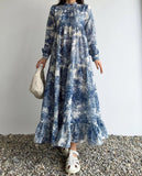 Spring Blue Printed Maxi Dress