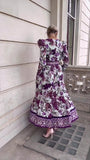 Purple Flower Printed Maxi Dress