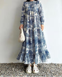 Spring Blue Printed Maxi Dress