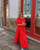 Pure Red Elegant Maxi Dress