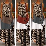 Retro Printed Sleeveless Pocket Insert Sexy Fashion Long Women's Dress