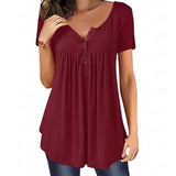 Solid Color Button Loose Top