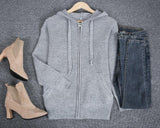 Side Pocket Zip Front Fitted Hoodie Sweater