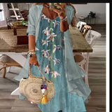 Two Piece Casual V Neck Floral Print Long Dress