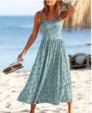 Sleeveless Print Ruched Vacation Dress