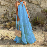 Sleeveless Halter Maxi Summer Dress