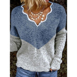 Sky Blue and White Color Block Sweater