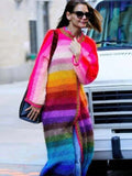 Rainbow Striped Knit Cardigan