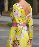 Yellow Elegant Print Dress