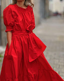 Pure Red Elegant Maxi Dress