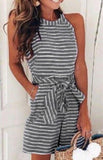 Round Neck Striped Two Piece Set