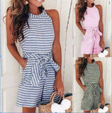 Round Neck Striped Two Piece Set