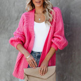 Pink Plain Long Sleeve Cardigan