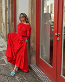 Pure Red Elegant Maxi Dress