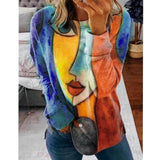 Printed Long Sleeve Round Neck Casual Loose T-Shirt Sweatshirt