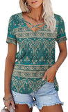 Signature Cross-Cover Strap Print V-Neck Top