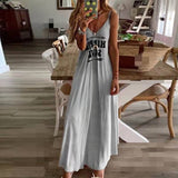 Slim Slim Letter Print Long Dress