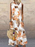 Sleeveless Flower Print Long Dress