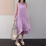 Sleeveless Loose Cotton Linen Dress