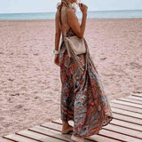 Printed Halter V-neck Bohemian Dress