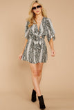 Printed Bow V-neck Seaside Holiday Dress