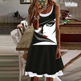 Printed Personalized Sleeveless Fake Two Large Dress