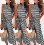 Round Neck Striped Two Piece Set