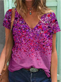 V-neck Floral Print Top