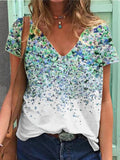 V-neck Floral Print Top