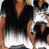 White and Black Ombre Rain Lace Top