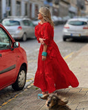 Pure Red Elegant Maxi Dress