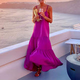 Purple Sleeveless Plain Maxi Dress