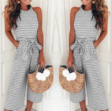 Round Neck Striped Two Piece Set