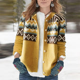 Yellow Long Sleeve Print Sweater