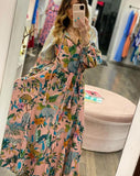 Pink Print Maxi Dress