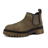 Round Toe Frosted Leather Thick Sole Martin Boots