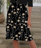 Two-Piece Women's A Line Dress Set Print Crew Neck Casual