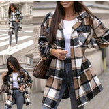 Stylish Check Print Coffee Outerwear