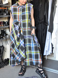 Plaid Sleeveless Back Strap Dress