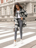 Stylish Check Print Coffee Outerwear