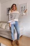 Zippered Striped Sweater