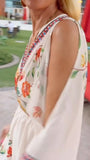 Printed Off-the-shoulder V-neck Dress