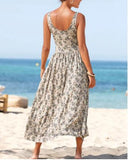 Sleeveless Print Ruched Vacation Dress