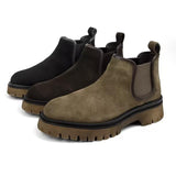 Round Toe Frosted Leather Thick Sole Martin Boots