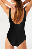 Solid Color Open Back One Piece Swimsuit