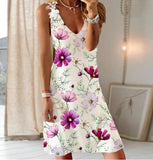 Romantic Sleeveless Floral Print Mini Dress