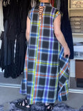 Plaid Sleeveless Back Strap Dress