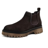 Round Toe Frosted Leather Thick Sole Martin Boots